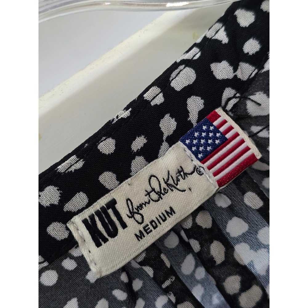 Kut from the Kloth Black Polka Dot Sheer Longsleeve Top Medium - Picture 3 of 4